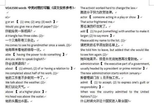 《vc网首发voa 1500单词中英对照精听版_wor